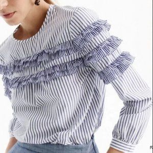 J. Crew Striped Ruffle Blouse